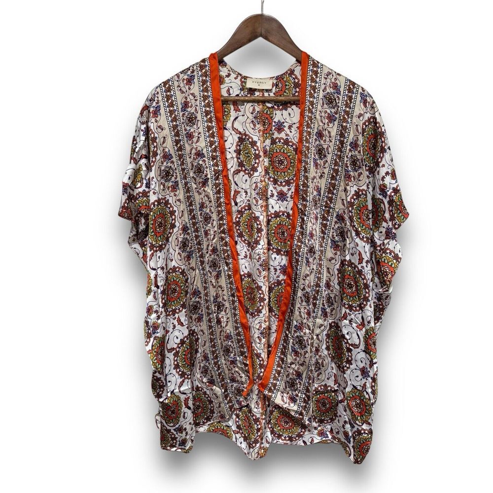 EVERLY Women's Open Front Kimono Cardigan USA Made Size Small 28 x 29